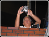 Tom Leobold sets up a "drumcam" for Walfredo Reyes, Jr. - Riverbank Studio's (WFLA-TV) - Tampa, FL